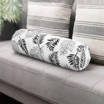 - RealHomes Özel Tasarımlı Dijital Baskılı İç Dolgulu Fermuarlı Silindir Yastık - Realhomes Beyaz Zemin Üzerinde Siyah Yaprak Desenli Dijital Baskılı Modern İç Dolgulu - Fermuarlı Süet Berjer Silindir Yastık Kırlent Realhomes