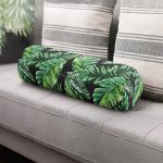 - RealHomes Özel Tasarımlı Dijital Baskılı İç Dolgulu Fermuarlı Silindir Yastık - Realhomes Siyah Zemin Üzerinde Yaprak Desenli Dijital Baskılı Modern İç Dolgulu Süet Silindir Yastık Kırlent - Bel Yastığı Realhomes