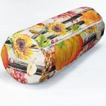 - RealHomes Özel Tasarımlı Dijital Baskılı İç Dolgulu Fermuarlı Silindir Yastık - Realhomes  Renkli Zemin Üzerinde Siyah Çizgili Bal Kabağı Desenli Dijital Baskılı Modern İç Dolgulu Süet Silindir Yastık Kırlent - Bel Yastığı Realhomes