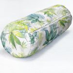 - RealHomes Özel Tasarımlı Dijital Baskılı İç Dolgulu Fermuarlı Silindir Yastık - Realhomes Beyaz Zemin Üzerinde Yeşil Renkli Yaprak Desenli Dijital Baskılı Modern İç Dolgulu - Fermuarlı Süet Silindir Yuvarlak Yastık Kırlent Realhomes
