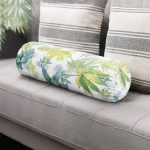 - RealHomes Özel Tasarımlı Dijital Baskılı İç Dolgulu Fermuarlı Silindir Yastık - Realhomes Beyaz Zemin Üzerinde Yeşil Renkli Yaprak Desenli Dijital Baskılı Modern İç Dolgulu - Fermuarlı Süet Silindir Yuvarlak Yastık Kırlent Realhomes