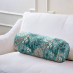 - RealHomes Özel Tasarımlı Dijital Baskılı İç Dolgulu Fermuarlı Silindir Yastık - Realhomes  Renkli Zemin Üzerinde Yaprak Desenli Dijital Baskılı Modern İç Dolgulu - Fermuarlı Süet Silindir Yuvarlak Yastık Kırlent Realhomes