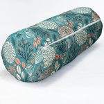 - RealHomes Özel Tasarımlı Dijital Baskılı İç Dolgulu Fermuarlı Silindir Yastık - Realhomes  Renkli Zemin Üzerinde Yaprak Desenli Dijital Baskılı Modern İç Dolgulu - Fermuarlı Süet Silindir Yuvarlak Yastık Kırlent Realhomes