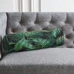 - RealHomes Özel Tasarımlı Dijital Baskılı İç Dolgulu Fermuarlı Silindir Yastık - Realhomes Siyah Zemin Üzerinde Yeşil Yaprak Desenli Dijital Baskılı Modern İç Dolgulu Yumuşak Silindir Form Yastık Kırlent Realhomes