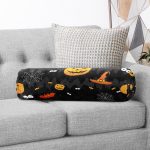 - RealHomes Özel Tasarımlı Dijital Baskılı İç Dolgulu Fermuarlı Silindir Yastık - Realhomes Siyah Zemin Üzerinde Bal Kabağı Desenli Dijital Baskılı Modern İç Dolgulu - Fermuarlı Süet Silindir Yuvarlak Yastık Kırlent Realhomes