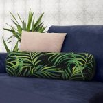 - RealHomes Özel Tasarımlı Dijital Baskılı İç Dolgulu Fermuarlı Silindir Yastık - Realhomes Siyah Zemin Üzerinde Yeşil Yaprak Desenli Dijital Baskılı Modern İç Dolgulu Yumuşak Silindir Form Yastık Kırlent Realhomes