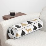 - RealHomes Özel Tasarımlı Dijital Baskılı İç Dolgulu Fermuarlı Silindir Yastık - Realhomes Beyaz Zemin Üzerinde Geyik Desenli Dijital Baskılı Modern İç Dolgulu Süet Silindir Yastık Kırlent - Bel Yastığı Realhomes