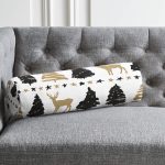 - RealHomes Özel Tasarımlı Dijital Baskılı İç Dolgulu Fermuarlı Silindir Yastık - Realhomes Beyaz Zemin Üzerinde Geyik Desenli Dijital Baskılı Modern İç Dolgulu Süet Silindir Yastık Kırlent - Bel Yastığı Realhomes