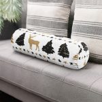 - RealHomes Özel Tasarımlı Dijital Baskılı İç Dolgulu Fermuarlı Silindir Yastık - Realhomes Beyaz Zemin Üzerinde Geyik Desenli Dijital Baskılı Modern İç Dolgulu Süet Silindir Yastık Kırlent - Bel Yastığı Realhomes