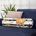 - RealHomes Özel Tasarımlı Dijital Baskılı İç Dolgulu Fermuarlı Silindir Yastık - Realhomes  Beyaz Zemin Üzerinde Siyah Çizgili Bal Kabağı Desenli Dijital Baskılı Modern İç Dolgulu - Fermuarlı Süet Silindir Rulo Yastık Kırlent Realhomes