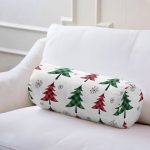 - RealHomes Özel Tasarımlı Dijital Baskılı İç Dolgulu Fermuarlı Silindir Yastık - Realhomes Beyaz Zemin Üzerinde Ekoseli Çam Ağacı Desenli Dijital Baskılı Modern İç Dolgulu Yumuşak Silindir Form Yastık Kırlent Realhomes