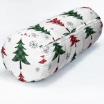 - RealHomes Özel Tasarımlı Dijital Baskılı İç Dolgulu Fermuarlı Silindir Yastık - Realhomes Beyaz Zemin Üzerinde Ekoseli Çam Ağacı Desenli Dijital Baskılı Modern İç Dolgulu Yumuşak Silindir Form Yastık Kırlent Realhomes