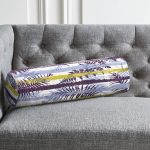 Beyaz Zemin Üzerinde Renkli Çizgi Desenli Dijital Baskılı Modern İç Dolgulu - Fermuarlı Süet Silindir Rulo Yastık Kırlent Realhomes