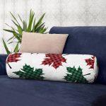 - RealHomes Özel Tasarımlı Dijital Baskılı İç Dolgulu Fermuarlı Silindir Yastık - Realhomes Beyaz Zemin Üzerinde Ekoseli Sonbahar Yaprak Desenli Dijital Baskılı Modern İç Dolgulu - Fermuarlı Süet Berjer Silindir Yastık Kırlent Realhomes