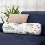 - RealHomes Özel Tasarımlı Dijital Baskılı İç Dolgulu Fermuarlı Silindir Yastık - Realhomes  Beyaz Zemin Üzerinde Renkli Çam Yaprağı Desenli Dijital Baskılı Modern İç Dolgulu - Fermuarlı Süet Silindir Rulo Yastık Kırlent Realhomes