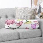 - RealHomes Özel Tasarımlı Dijital Baskılı İç Dolgulu Fermuarlı Silindir Yastık - Realhomes Beyaz Zemin Üzerinde Renkli Çiçek Desenli Dijital Baskılı Modern İç Dolgulu Fermuarlı Çok Amaçlı Silindir Yastık Kırlent Realhomes