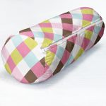 Kareli Rengarenk Geometrik Desenli Dijital Baskılı Modern İç Dolgulu - Fermuarlı Süet Silindir Daire Yastık Kırlent Realhomes