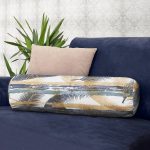 - RealHomes Özel Tasarımlı Dijital Baskılı İç Dolgulu Fermuarlı Silindir Yastık - Realhomes Beyaz Zemin Üzerinde Renkli Yaprak Desenli Dijital Baskılı Modern İç Dolgulu Süet Silindir Yastık Kırlent - Bel Yastığı Realhomes