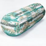 - RealHomes Özel Tasarımlı Dijital Baskılı İç Dolgulu Fermuarlı Silindir Yastık - Realhomes Beyaz Zemin Üzerinde Yeşil Çizgili Yaprak Desenli Dijital Baskılı Modern İç Dolgulu - Fermuarlı Süet Silindir Rulo Yastık Kırlent Realhomes