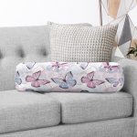 - RealHomes Özel Tasarımlı Dijital Baskılı İç Dolgulu Fermuarlı Silindir Yastık - Realhomes  Beyaz Zemin Üzerinde Renkli Kelebek Desenli Dijital Baskılı Modern İç Dolgulu - Fermuarlı Süet Berjer Silindir Yastık Kırlent Realhomes