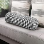 - RealHomes Özel Tasarımlı Dijital Baskılı İç Dolgulu Fermuarlı Silindir Yastık - Realhomes Beyaz Zemin Üzerinde Siyah Ekose Desenli Dijital Baskılı Modern İç Dolgulu - Fermuarlı Süet Silindir Yuvarlak Yastık Kırlent Realhomes