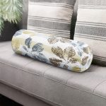 - RealHomes Özel Tasarımlı Dijital Baskılı İç Dolgulu Fermuarlı Silindir Yastık - Realhomes Beyaz Zemin Üzerinde Renkli Yaprak Desenli Dijital Baskılı Modern İç Dolgulu - Fermuarlı Süet Silindir Yuvarlak Yastık Kırlent Realhomes