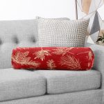 Renkli Zemin Üzerinde Yaprak Desenli Dijital Baskılı Modern İç Dolgulu Fermuarlı Çok Amaçlı Silindir Yastık Kırlent Realhomes