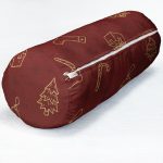 Renkli Zeminde Gold Detaylı Yılbaşı Çorabı Desenli Dijital Baskılı Modern İç Dolgulu Süet Silindir Yastık Kırlent - Bel Yastığı Realhomes