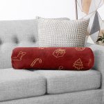 Renkli Zeminde Gold Detaylı Yılbaşı Çorabı Desenli Dijital Baskılı Modern İç Dolgulu Süet Silindir Yastık Kırlent - Bel Yastığı Realhomes