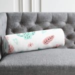 - RealHomes Özel Tasarımlı Dijital Baskılı İç Dolgulu Fermuarlı Silindir Yastık - Realhomes Beyaz Zemin Üzerinde Renkli Yaprak Desenli Dijital Baskılı Modern İç Dolgulu Yumuşak Silindir Form Yastık Kırlent Realhomes