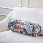 Flamingo Temalı Dijital Baskılı İç Dolgulu - Fermuarlı Süet Silindir Yuvarlak Yastık Kırlent Realhomes