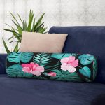 Çiçek Desenli Dijital Baskılı İç Dolgulu Süet Silindir Yastık Kırlent - Bel Yastığı Realhomes