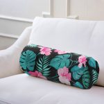 Çiçek Desenli Dijital Baskılı İç Dolgulu Süet Silindir Yastık Kırlent - Bel Yastığı Realhomes