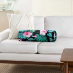 Çiçek Desenli Dijital Baskılı İç Dolgulu Süet Silindir Yastık Kırlent - Bel Yastığı Realhomes