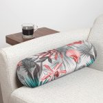 Yaprak Desenli Dijital Baskılı İç Dolgulu Yumuşak Silindir Form Yastık Kırlent Realhomes