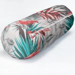 Yaprak Desenli Dijital Baskılı İç Dolgulu Yumuşak Silindir Form Yastık Kırlent Realhomes