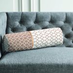 - RealHomes Özel Tasarımlı Dijital Baskılı İç Dolgulu Fermuarlı Silindir Yastık - Realhomes  Vizon & Beyaz Ogea Desenli Dijital Baskılı Dekoratif İç Dolgulu - Fermuarlı Süet Silindir Rulo Yastık Kırlent Realhomes