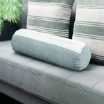 Hello Beautiful Mavi & Gri Dijital Baskılı Dekoratif İç Dolgulu - Fermuarlı Süet Silindir Yuvarlak Yastık Kırlent Realhomes