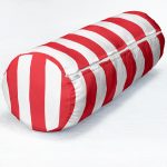 Kırmızı Beyaz Düz Çizgi Tasarımlı Dijital Baskılı Dekoratif İç Dolgulu - Fermuarlı Süet Silindir Yuvarlak Yastık Kırlent Realhomes