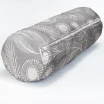 Gri Zemin Modern Çizimli İç Dolgulu - Fermuarlı Süet Silindir Daire Yastık Kırlent Realhomes