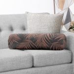 Siyah Zemin Kahve Tüy Tasarımlı İç Dolgulu Fermuarlı Çok Amaçlı Silindir Yastık Kırlent Realhomes