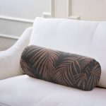 Siyah Zemin Kahve Tüy Tasarımlı İç Dolgulu Fermuarlı Çok Amaçlı Silindir Yastık Kırlent Realhomes