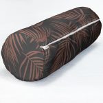 Siyah Zemin Kahve Tüy Tasarımlı İç Dolgulu Fermuarlı Çok Amaçlı Silindir Yastık Kırlent Realhomes