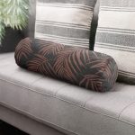 Siyah Zemin Kahve Tüy Tasarımlı İç Dolgulu Fermuarlı Çok Amaçlı Silindir Yastık Kırlent Realhomes