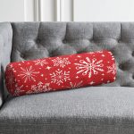 Yılbaşı Temalı Kar Taneleri Özel Tasarım İç Dolgulu - Fermuarlı Süet Silindir Yuvarlak Yastık Kırlent Realhomes