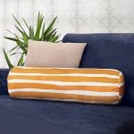 - RealHomes Özel Tasarımlı Dijital Baskılı İç Dolgulu Fermuarlı Silindir Yastık - Realhomes  Sarı Turuncu Çizgili Dekoratif İç Dolgulu Yumuşak Silindir Form Yastık Kırlent Realhomes