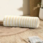 Sarı Beyaz Düz Çizgili Özel Tasarım Dekoratif İç Dolgulu Yumuşak Silindir Form Yastık Kırlent Realhomes