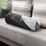 - RealHomes Özel Tasarımlı Dijital Baskılı İç Dolgulu Fermuarlı Silindir Yastık - Realhomes  Siyah Gri Mermer Motifli Dijital Baskılı İç Dolgulu - Fermuarlı Süet Silindir Rulo Yastık Kırlent Realhomes