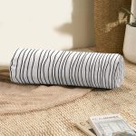 - RealHomes Özel Tasarımlı Dijital Baskılı İç Dolgulu Fermuarlı Silindir Yastık - Realhomes  Siyah Beyaz Dalgalı Çizgi Motifli Dekoratif İç Dolgulu - Fermuarlı Süet Silindir Daire Yastık Kırlent Realhomes