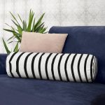 - RealHomes Özel Tasarımlı Dijital Baskılı İç Dolgulu Fermuarlı Silindir Yastık - Realhomes  Siyah Beyaz Düz Çizgili Modern İç Dolgulu Süet Silindir Yastık Kırlent - Bel Yastığı Realhomes